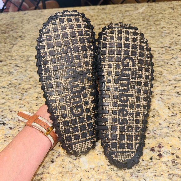 Gumbies Womens Cushioned Thong Flip Flops Leopard Print 7 Brown & Yellow Beach - Picture 8 of 11